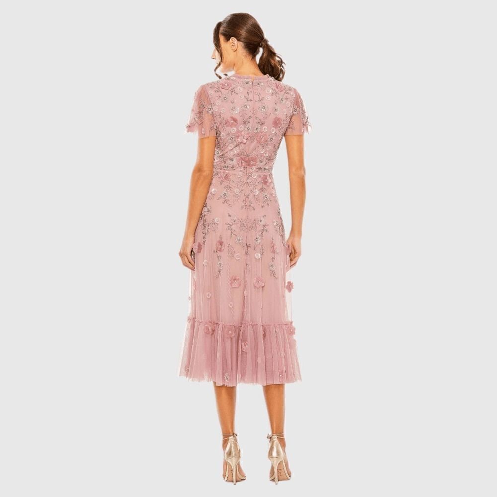 MAC DUGGAL 9212 Embellished High Neck Cap Sleeve A Line Dress Pink 12 - Picture 5 of 15